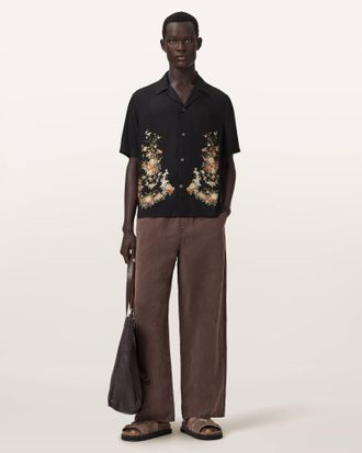 AllSaints Viscose Parsons Short Sleeve Boxy Shirt, Size: XXL