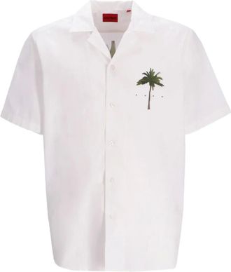HUGO BOSS Overhemd met palmboomprint en korte mouwen - Wit