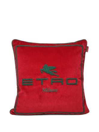 Etro Home Kussen met geborduurd logo (45cm x 45cm) - Rood