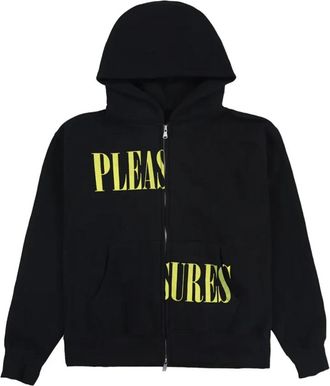 Pleasures Split Zip Hoodie Zwart Vintage Stijl - Heren - Vesten met rits - Zwart - M - Katoen - Hoodies & sweatvesten