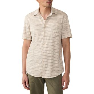 Faherty Hermosa Short Sleeve Button-Up Shirt in Island Sand Fishscale at Nordstrom Rack, Size Xx-Large