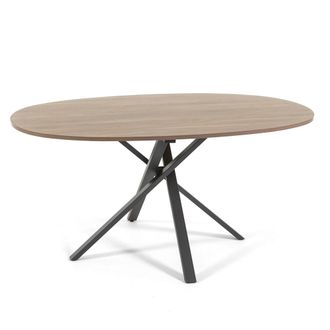Siediti Fuori e Dentro Mesa ovalada 150x100 cm con patas de metal y tablero efecto madera