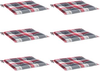 vidaXL Cojines De Silla De Jard&iacute;n 6 Uds Tela A Cuadros Rojo 50x50x3 Cm Vidaxl