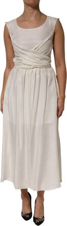L'autre Chose Ivory White Sleeveless Maxi Cupro Viscose Womens Dress (Pre-Owned)
