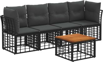 vidaXL Conjunto De Sof&aacute;s De Exterior 5 Uds. Negro Y Gris Oscuro Vidaxl