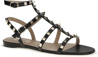 Valentino Garavani Womens Sandal | Rockstud T. 05 Vitello-Napp Nero Calf Leather Bos Taurus