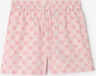 Burberry EKD Checkerboard Cotton Poplin Shorts