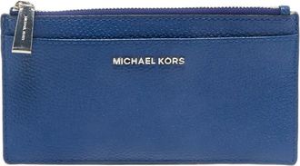 Michael Kors Leren pasjeshouder met rits - Blauw