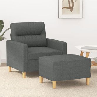 vidaXL Sill&oacute;n Con Taburete Tela Gris Oscuro 60 Cm Vidaxl