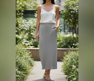 Vince Camuto Metallic Maxi Skirt In Silver