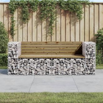 vidaXL Vidaxl - Banco Jard&iacute;n Con Gaviones Madera Pino Impregnada 184x71x65,5 Cm