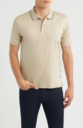 BOSS Penrose Tipped Polo in Open Beige at Nordstrom, Size Xx-Large