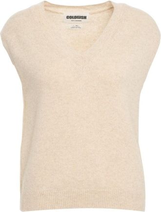 Crush Cashmere Gilet With V-Neck And Ribbed Hem