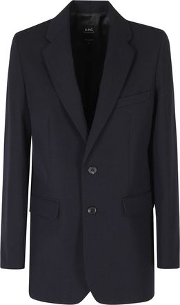 A.P.C. Dark Blue Annie Flap Pockets Cotton-Blend Blazer