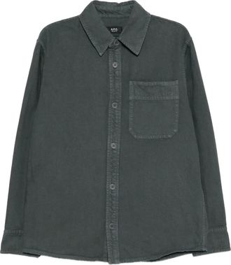 A.P.C. chest pouch pocket shirt jacket - men - Cotton - M - Grey