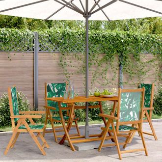 vidaXL Vidaxl - Sillas De Jard&iacute;n Reclinables 4 Uds Madera Maciza Y Tela Verde