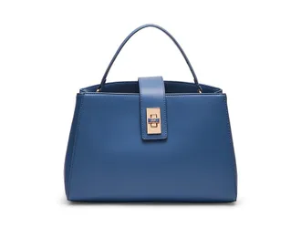 Anne Klein Minimal Satchel with Enamel Turnlock Satchel Womens Handbags Elemental Blue