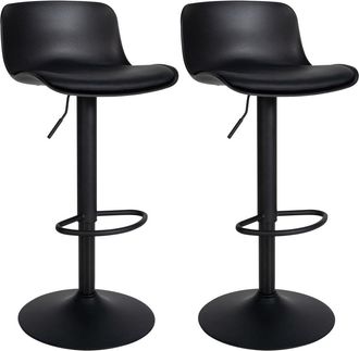 Clp Set de 2 taburete de bar ajustable giratorio en simil cuero negro