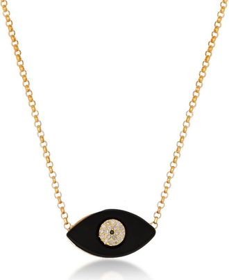 Sphera Milano CZ Enamel Evil Eye Necklace in Gold at Nordstrom Rack