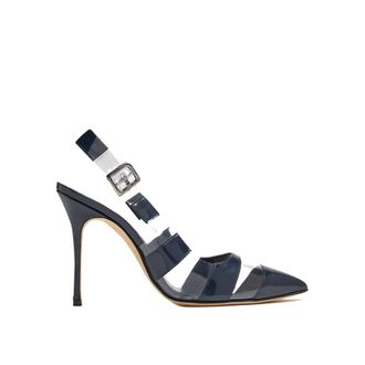 Manolo Blahnik Blue Calfskin High Heel Womens Pumps