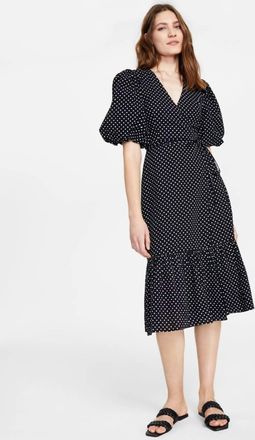 Minkpink Polka Dot Wrap Midi Dress In Spot