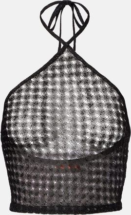 Missoni Top cropped in lamé con scollo allamericana