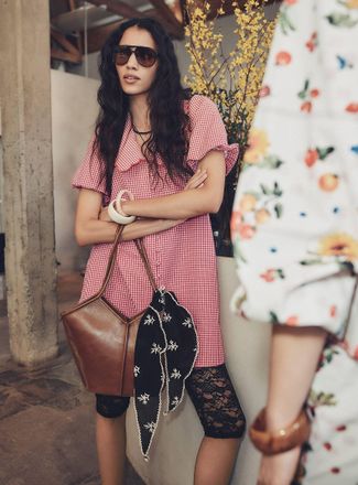 Icone Womens Gingham pattern Peter Pan collar seersucker shirtdress