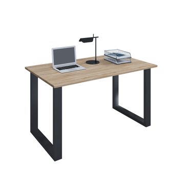 ebuy24 Vcm Wood Desk Al. 76 X An. 110 X P. 80 Cm Mesa De Ordenador Lisa Pies De Metal De Alta Calidad Mesa De Trabajo Muebles De Oficina - Lona U (negro / Ro