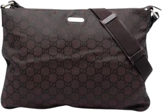Gucci Pre-owned Nylon Crossbody Bag - Dames - Vintage Schoudertas - Bruin - ONE Size - Nylon - Vintage