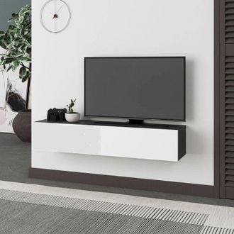 OEM Mueble Tv Suspendido Francy Puertas Abatibles Blanco Antracita