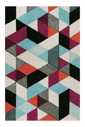 Esprit Alfombra de pelo corto hecha a mano con motivo colorido 140x200