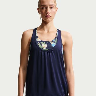 Nike Womens Swim Layered Tank Topini in Blue | NESSG311-440