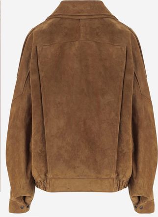 Saint Laurent Womens Leather Jacket Oversized Vintage Brown Split Cowhide