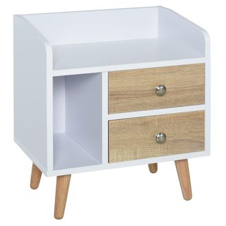 HOMCOM Mesita de noche 43x30x49cm blanco