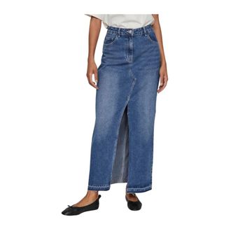 Vila Vila, Rokken, Dames, Blauw, S, Denim, Stijlvolle Vinny Donna Rok