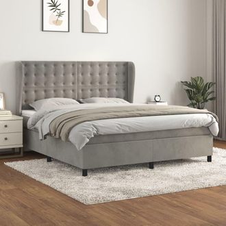 vidaXL Vidaxl - Cama Box Spring Con Colch&oacute;n Terciopelo Gris Claro 160x200 Cm