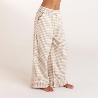 Lounge Gingham Pyjama Broek - Beige - XS