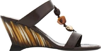 Ferragamo Beaded Strap Wedge Sandals, Size 6.5 C