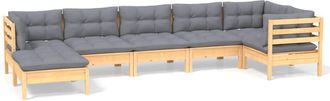 vidaXL Juego De Muebles De Jard&iacute;n 7 Pzas Y Cojines Madera Maciza Pino Vidaxl
