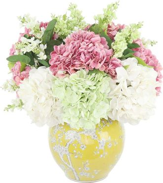 Creative Displays Inc. Handmade Faux Hydrangea & Lilac Arrangement In Decorative Vase