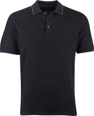 Casamoda Poloshirt Casa Moda grijs structuur 3 knoops