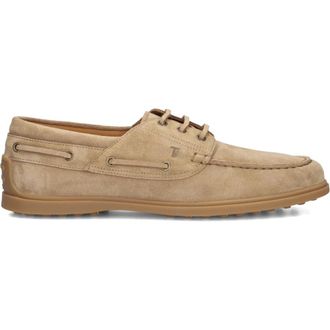 Tod's Barca Gomma 78l - Heren - Bootschoenen - Beige - 47 EU - Su&egrave;de - Schoenen