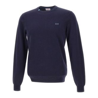 Sun 68 Round-neck Knitwear, male, Blue, 2XL, Wool and Cotton Jumper
