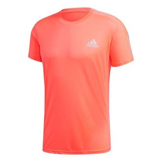 adidas Own the Run Tee Running Sports Reflective Stripe Round Neck Short Sleeve Pink Red FT1430