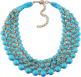 Liv Oliver 18k Gold Turquoise Statement Necklace