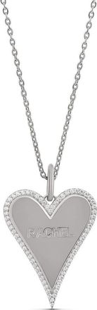 SHYMI Pav&eacute; Heart Name Pendant Necklace in Silver at Nordstrom