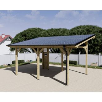 Foresta Tettoia Carport THT con impianto Fotovoltaico Wattoit 5kW Monofalda 375X467