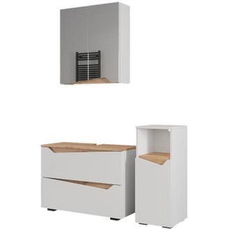 Vicco Conjunto De Muebles De Ba&ntilde;o Marelle, Blanco/artesano, 3 Piezas Con Gabinete Midi, Vicco