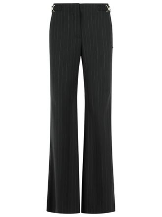 Sportmax Alcamo Black Chevron Wool Flared Pants