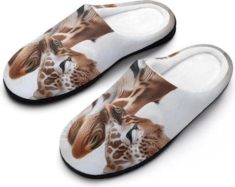 Generic Giraffe Mama Love Little Mens House Slippers Memory Foam Washable Cotton Slip on Home Shoes
